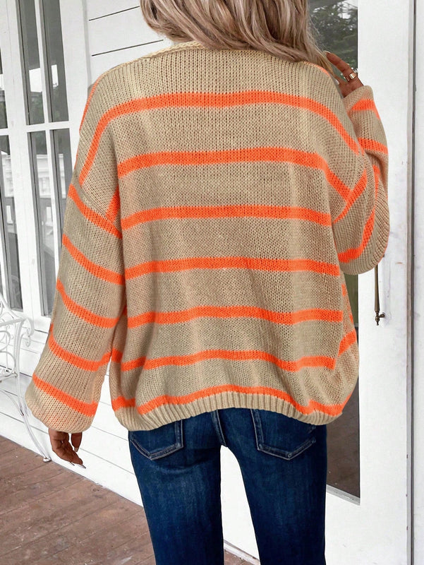Emery rose cardigan de mujer de bloques de color con rayas, moda minimalista para uso casual diario