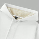 Ezwear sudadera holgada casual de cuello alto con media cremallera, estampado de la letra california, color blanco, con cordon ajustable, esponjosa y gruesa, apropiada para otono/invierno