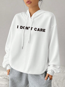 Essnce sudadera holgada con capucha, de manga larga, con estampado minimalista casual para mujer, otono/invierno