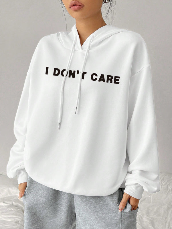 Essnce sudadera holgada con capucha, de manga larga, con estampado minimalista casual para mujer, otono/invierno