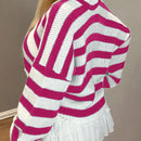 Bamgleam chaqueta de punto de manga larga para mujer, cardigan de botones en blanco y negro a rayas horizontales, con corte sexy y suelto, perfecto para reuniones con amigas, uso en todas las estaciones, ropa de mujer para otono e invierno