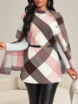 Lady abrigo de mujer de manga larga con cuello alto, botones dorados, estilo elegante para ocasiones casuales, de fiesta, boda, de oficina, en otono e invierno, en colores negro, blanco y gris, talla grande, nuevo.
