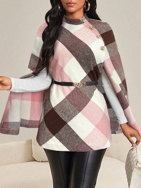 Lady abrigo de mujer de manga larga con cuello alto, botones dorados, estilo elegante para ocasiones casuales, de fiesta, boda, de oficina, en otono e invierno, en colores negro, blanco y gris, talla grande, nuevo.