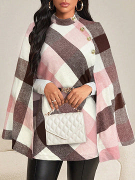 Lady abrigo de mujer de manga larga con cuello alto, botones dorados, estilo elegante para ocasiones casuales, de fiesta, boda, de oficina, en otono e invierno, en colores negro, blanco y gris, talla grande, nuevo.