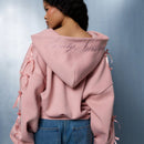 Sumwon women sudadera con capucha corta con cremallera y detalles de mono