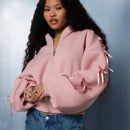 Sumwon women sudadera con capucha corta con cremallera y detalles de mono