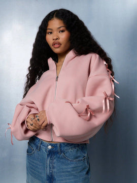 Sumwon women sudadera con capucha corta con cremallera y detalles de mono