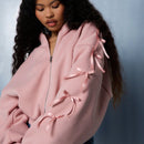 Sumwon women sudadera con capucha corta con cremallera y detalles de mono