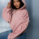 Sumwon women sudadera con capucha corta con cremallera y detalles de mono