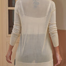 Sueter tipo kimono informal de manga larga transparente con abertura frontal para mujer