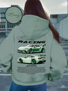 Camiseta informal con estampado, sudadera suelta con capucha, regalo para entusiastas de los autos, camiseta a juego con tematica de autos
