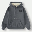 Ezwear sudadera holgada casual de cuello alto con media cremallera, estampado de la letra california, color blanco, con cordon ajustable, esponjosa y gruesa, apropiada para otono/invierno