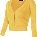 Yesfashion sueter tipo cardigan informal de punto con mangas 3/4 y corte tipo bolero abierto al frente para mujer