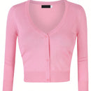 Yesfashion sueter tipo cardigan informal de punto con mangas 3/4 y corte tipo bolero abierto al frente para mujer
