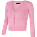 Yesfashion sueter tipo cardigan informal de punto con mangas 3/4 y corte tipo bolero abierto al frente para mujer