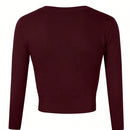 Yesfashion sueter tipo cardigan informal de punto con mangas 3/4 y corte tipo bolero abierto al frente para mujer