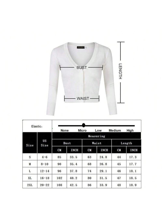 Yesfashion sueter tipo cardigan informal de punto con mangas 3/4 y corte tipo bolero abierto al frente para mujer