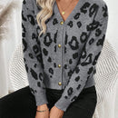 Lune cardigan de mujer con estampado retro de leopardo, de una sola hilera de botones