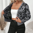 Lune cardigan de mujer con estampado retro de leopardo, de una sola hilera de botones