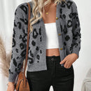 Lune cardigan de mujer con estampado retro de leopardo, de una sola hilera de botones