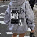 Essnce sudadera holgada con capucha de manga larga, con estampado de impresion minima, para mujer, para otono/invierno