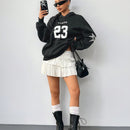 Coolane sudadera casual con capucha negra minimalista con estampado de letras para mujer