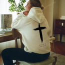 Sudadera con capucha casual de mujer con impresion de cruz y cordon, manga larga para otono/invierno. libera tu potencial de moda: descubre nuestra serie de sudaderas con capucha para mujer, que combinan calidez y estilo