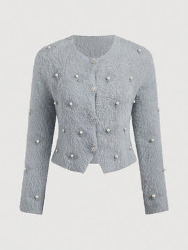 Aveloria rosie elegante y chic cardigan suelto con adorno de strass esponjoso