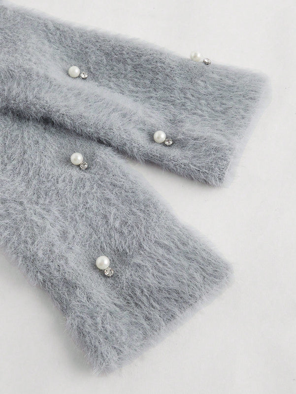 Aveloria rosie elegante y chic cardigan suelto con adorno de strass esponjoso