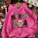 Ezwear sudadera holgada informal con capucha y estampado de arbol de navidad simple, adecuada para otono/invierno para mujeres