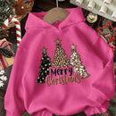 Ezwear sudadera holgada informal con capucha y estampado de arbol de navidad simple, adecuada para otono/invierno para mujeres