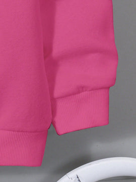 Ezwear sudadera con capucha de ajuste holgado y gruesa con estampado minimalista "feliz ano nuevo" de color rojo casual para mujer