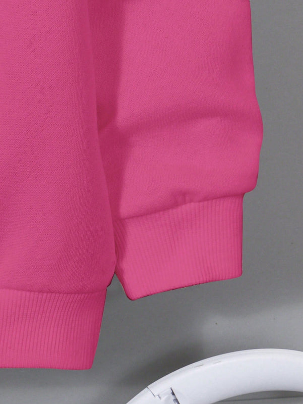 Ezwear sudadera con capucha de ajuste holgado y gruesa con estampado minimalista "feliz ano nuevo" de color rojo casual para mujer