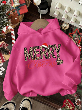 Ezwear sudadera holgada informal con capucha y estampado de arbol de navidad simple, adecuada para otono/invierno para mujeres
