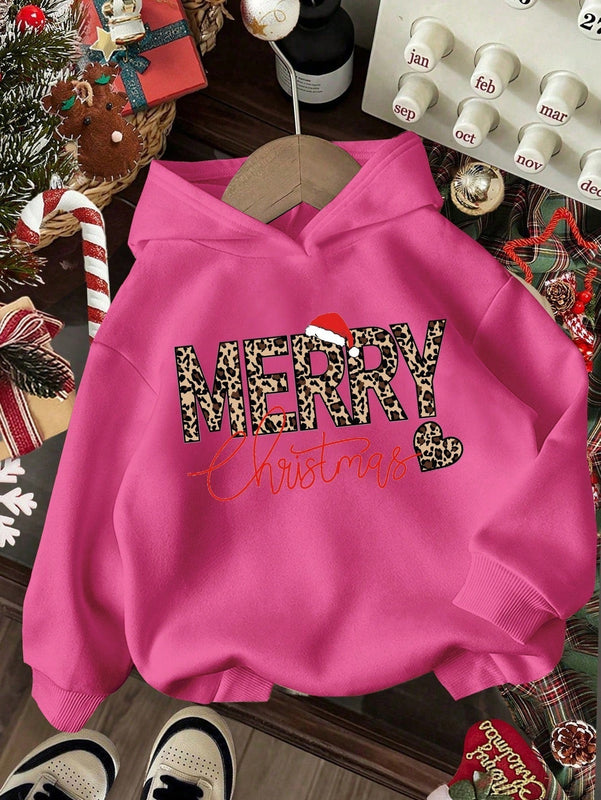 Ezwear sudadera con capucha de ajuste holgado y gruesa con estampado minimalista "feliz ano nuevo" de color rojo casual para mujer