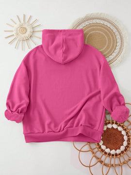Ezwear sudadera con capucha de ajuste holgado y gruesa con estampado minimalista "feliz ano nuevo" de color rojo casual para mujer