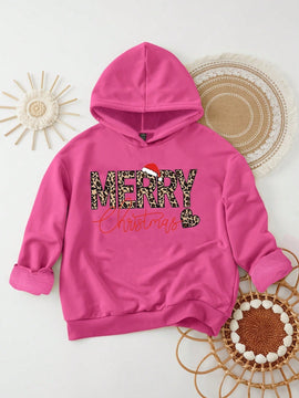 Ezwear sudadera con capucha de ajuste holgado y gruesa con estampado minimalista "feliz ano nuevo" de color rojo casual para mujer