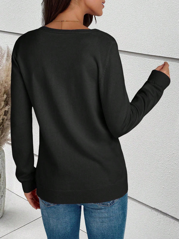 Sueter tipo cardigan de punto de manga larga para mujer, basico, cuello en v, botones, prendas de punto, tops de invierno