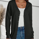 Sueter tipo cardigan de punto de manga larga para mujer, basico, cuello en v, botones, prendas de punto, tops de invierno