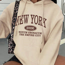 Ezwear sudadera con capucha informal con cordon para mujeres, estampado con letras, para otono/invierno