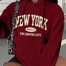 Essnce sudadera con capucha informal con cordon y estampa de letras, talla grande, para otono/invierno