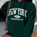 Essnce sudadera con capucha informal con cordon y estampa de letras, talla grande, para otono/invierno