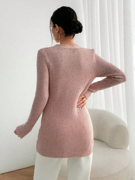 Cardigan de invierno con cuello en v y textura detallada para mujer