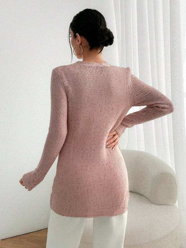 Cardigan de invierno con cuello en v y textura detallada para mujer