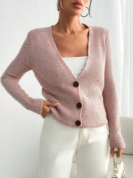 Cardigan de invierno con cuello en v y textura detallada para mujer