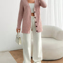 Cardigan de invierno con cuello en v y textura detallada para mujer