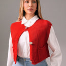 Foxxy cardigan corto informal sin mangas de apertura frontal para mujer, unicolor, otono
