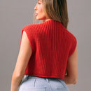 Foxxy cardigan corto informal sin mangas de apertura frontal para mujer, unicolor, otono