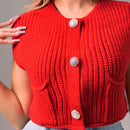 Foxxy cardigan corto informal sin mangas de apertura frontal para mujer, unicolor, otono