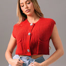 Foxxy cardigan corto informal sin mangas de apertura frontal para mujer, unicolor, otono